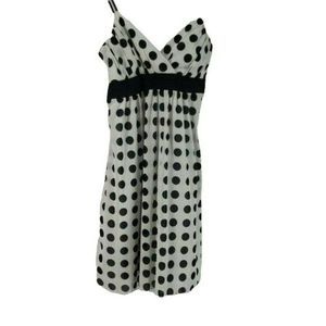 Finesse USA Vintage 90's White Black Strappy Polka Dot‎ Dress Size Small